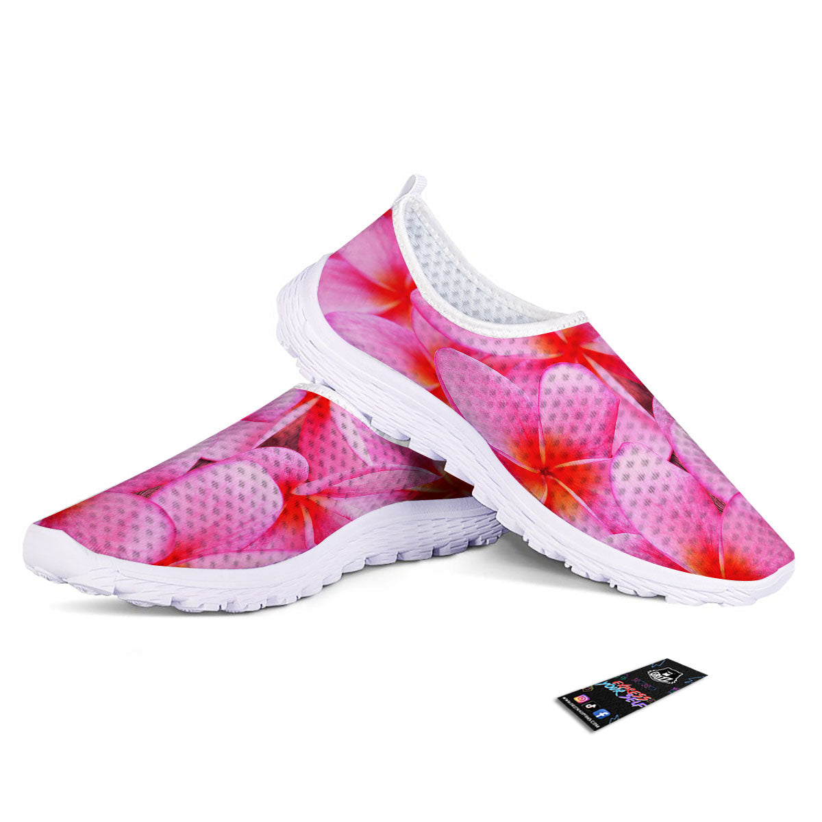 Frangipani Flower Pink Print Nurse Shoes-grizzshop