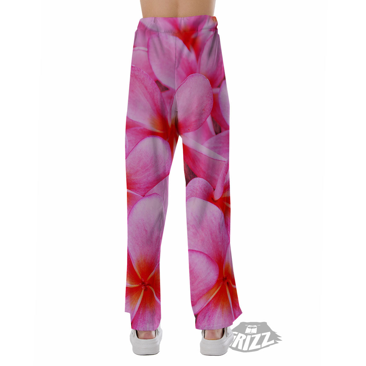 Frangipani Flower Pink Print Pajama Pants-grizzshop