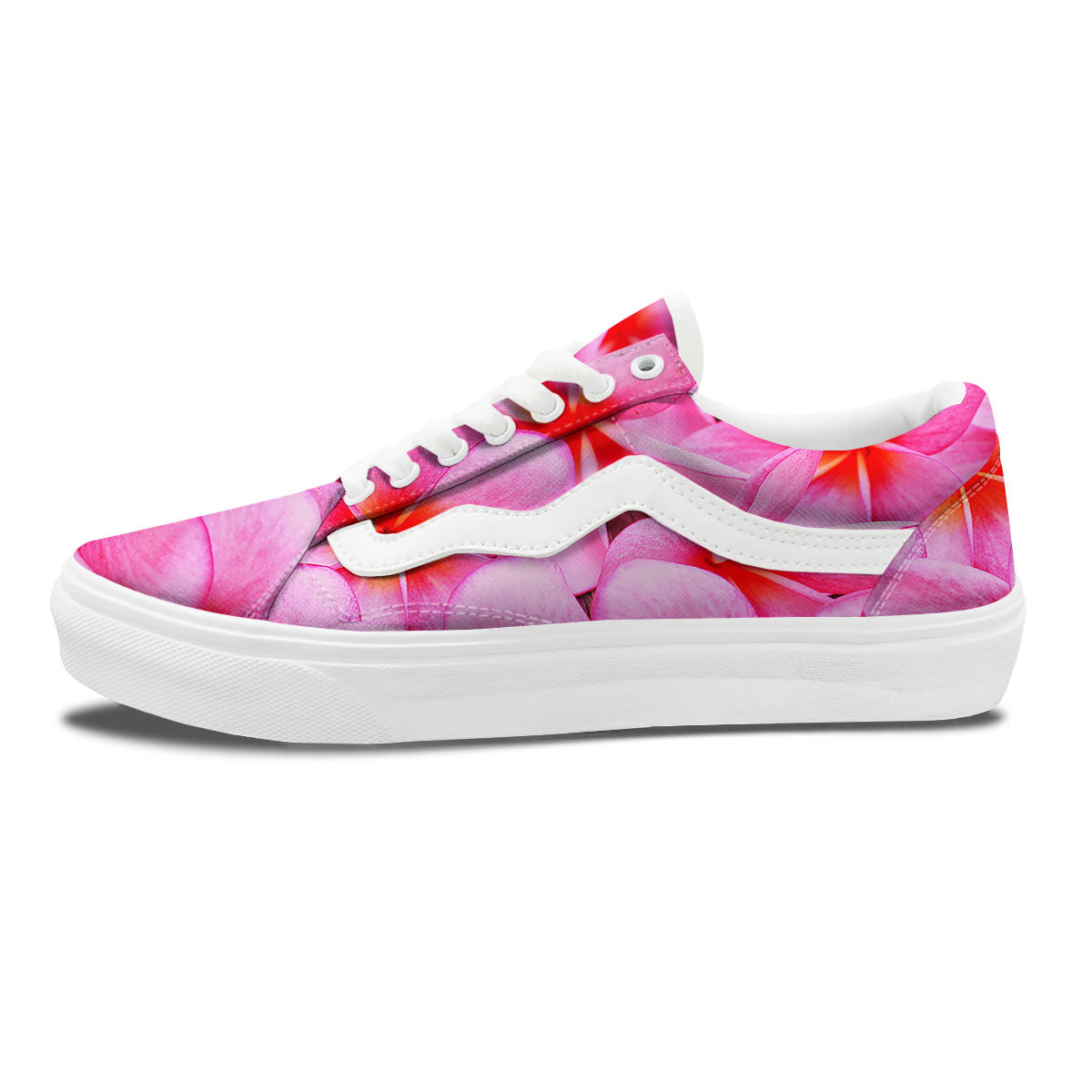 Frangipani Flower Pink Print Skate Shoes-grizzshop