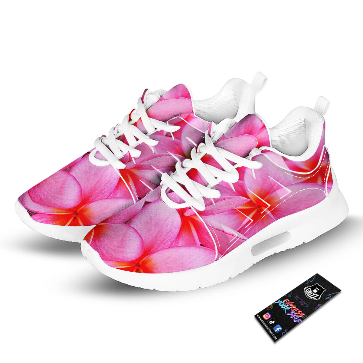 Frangipani Flower Pink Print Tennis Shoes-grizzshop