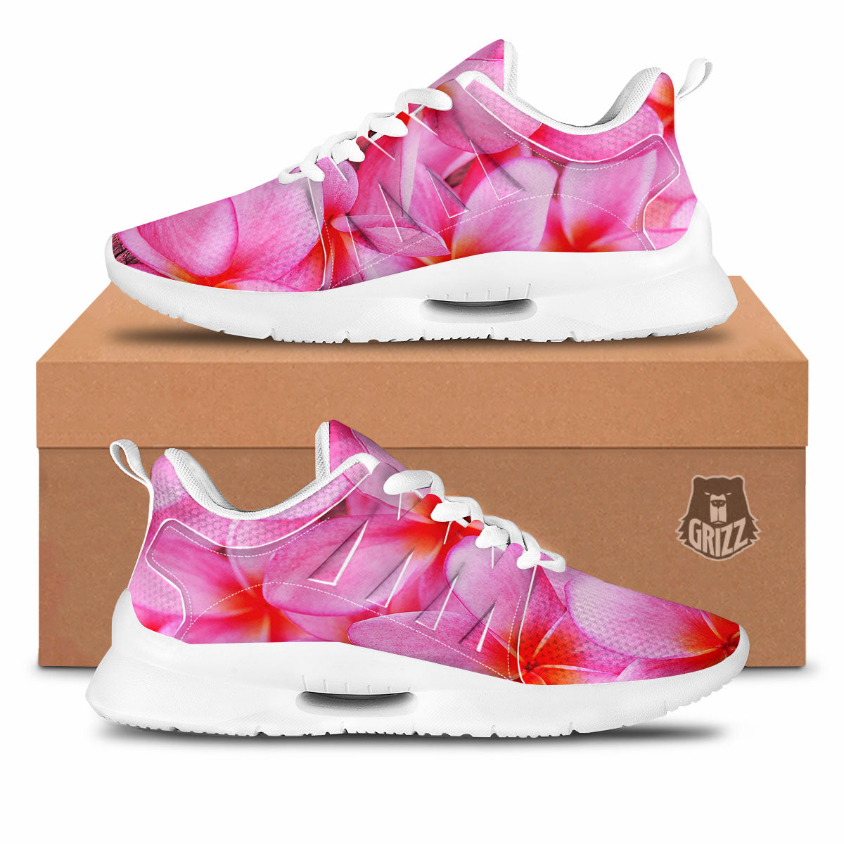 Frangipani Flower Pink Print Tennis Shoes-grizzshop