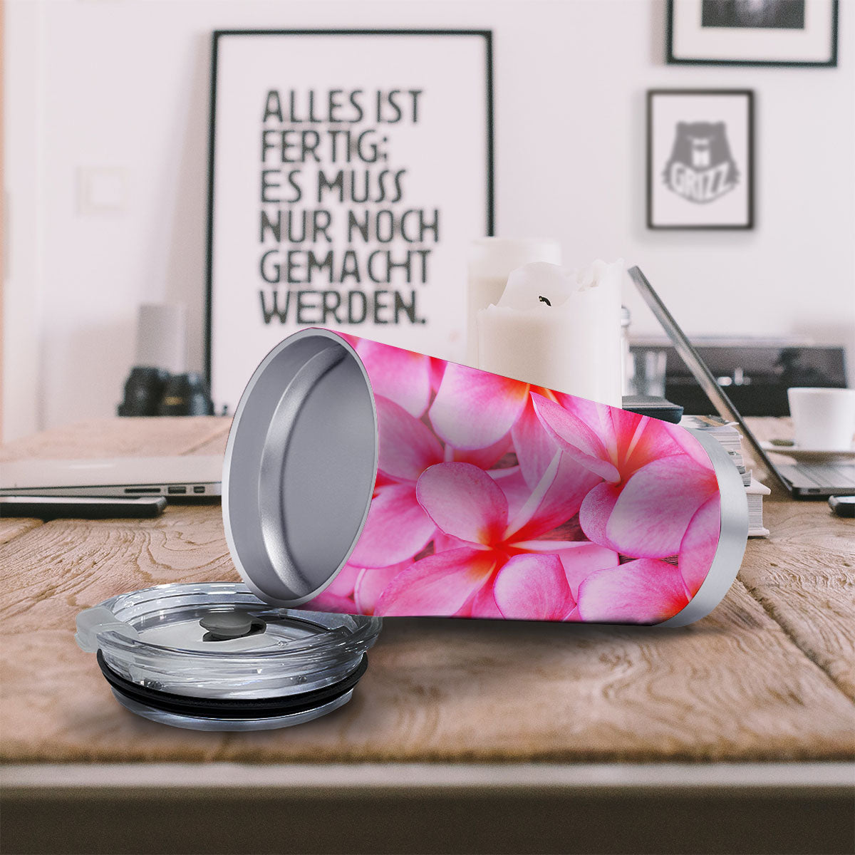 Frangipani Flower Pink Print Tumbler-grizzshop