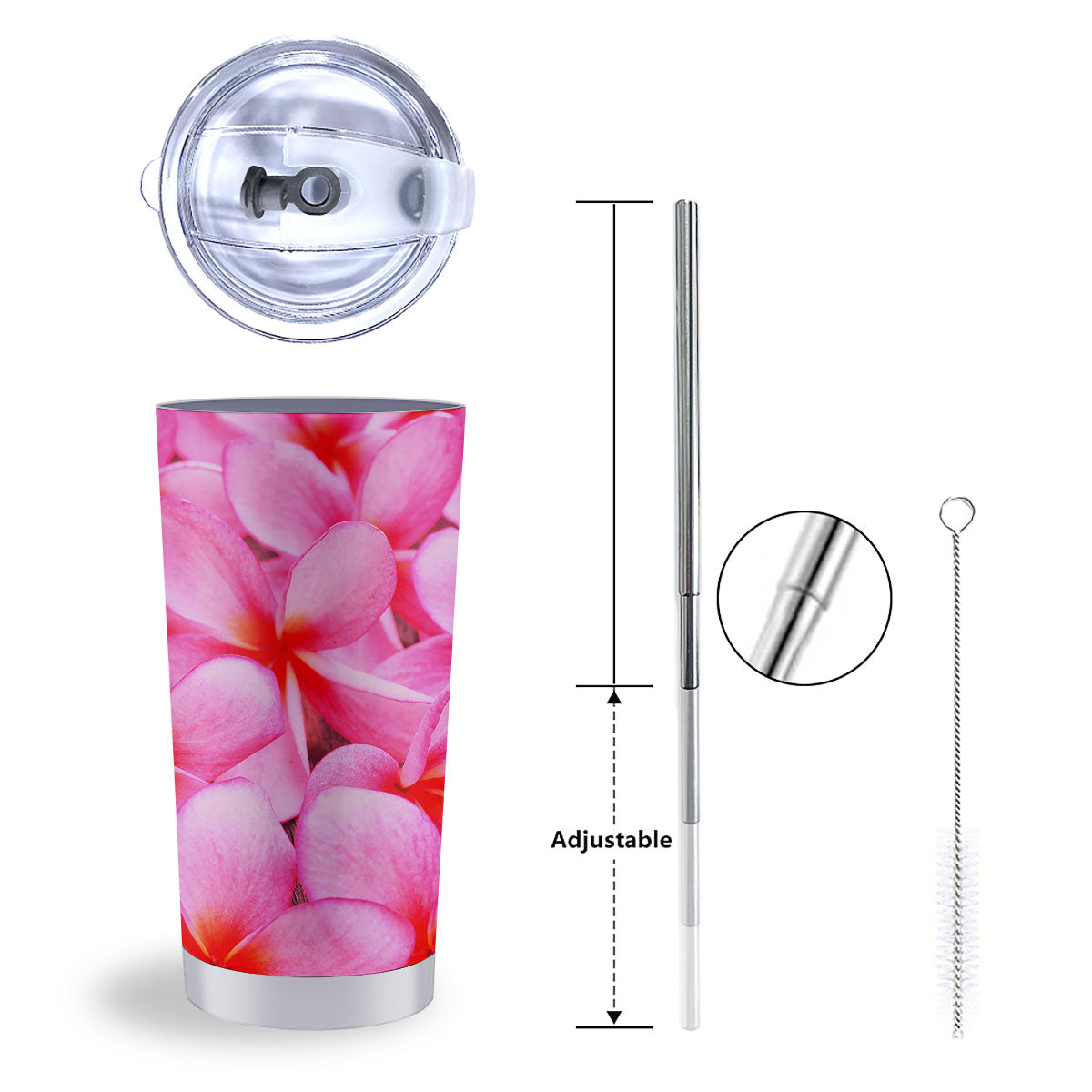 Frangipani Flower Pink Print Tumbler-grizzshop
