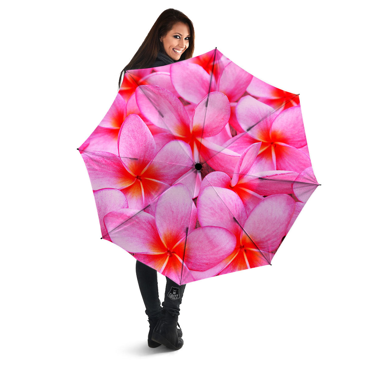 Frangipani Flower Pink Print Umbrella-grizzshop