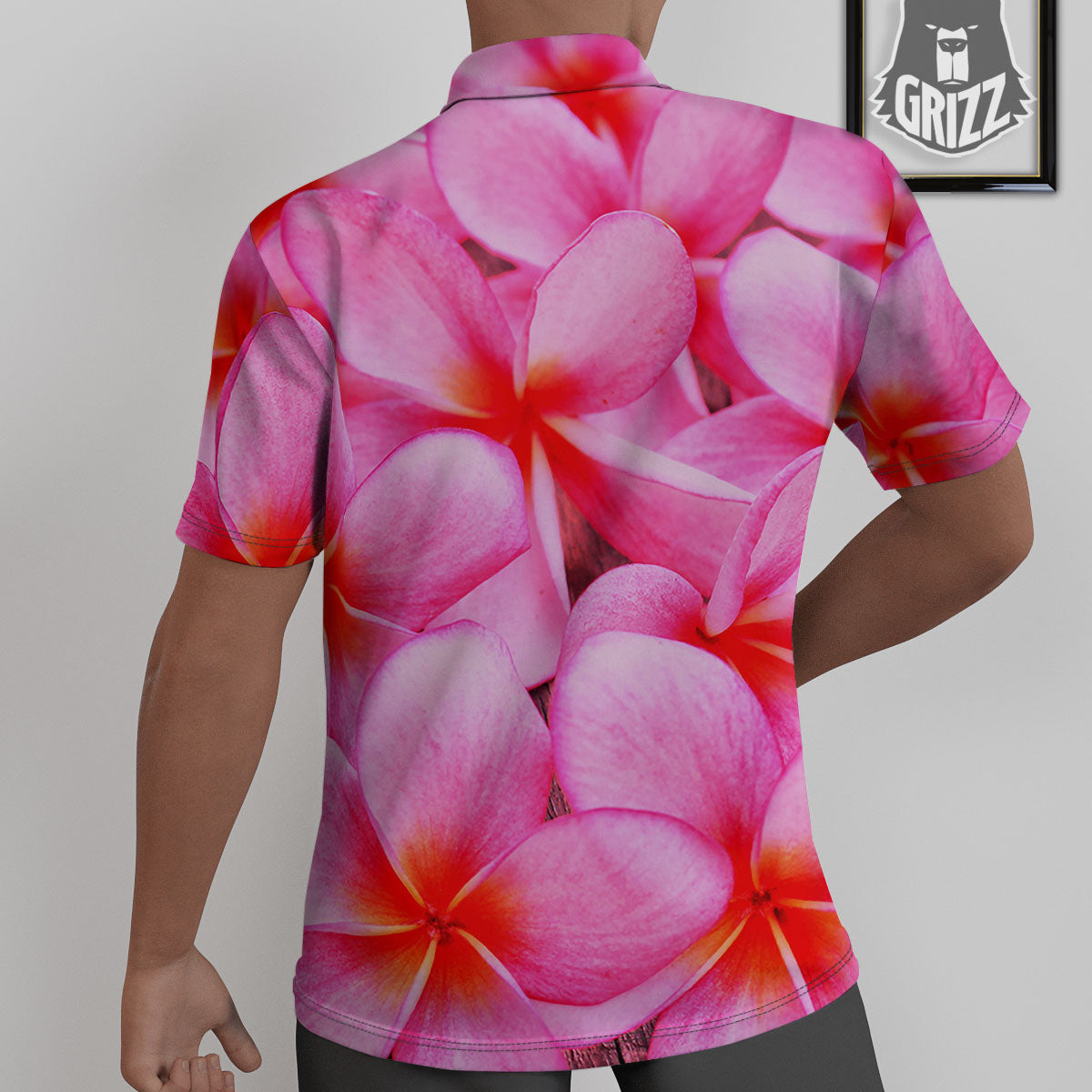 Frangipani Flower Pink Print Untucked Shirts-grizzshop