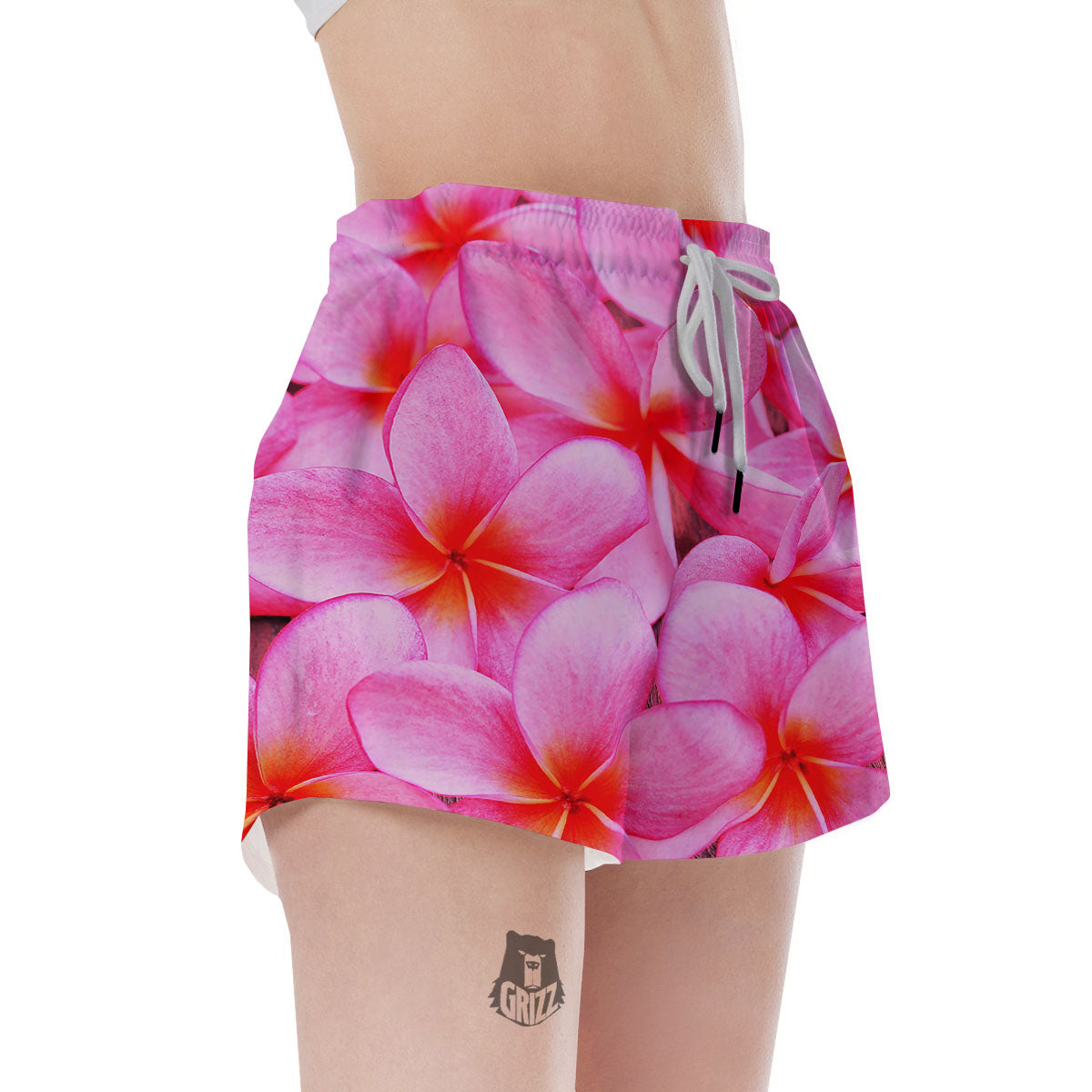 Frangipani Flower Pink Print Women's Shorts-grizzshop