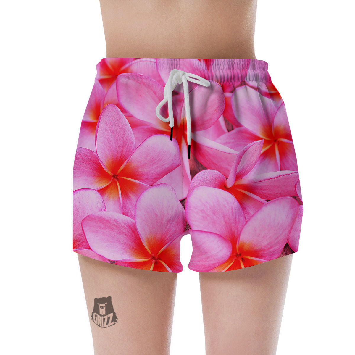 Frangipani Flower Pink Print Women's Shorts-grizzshop