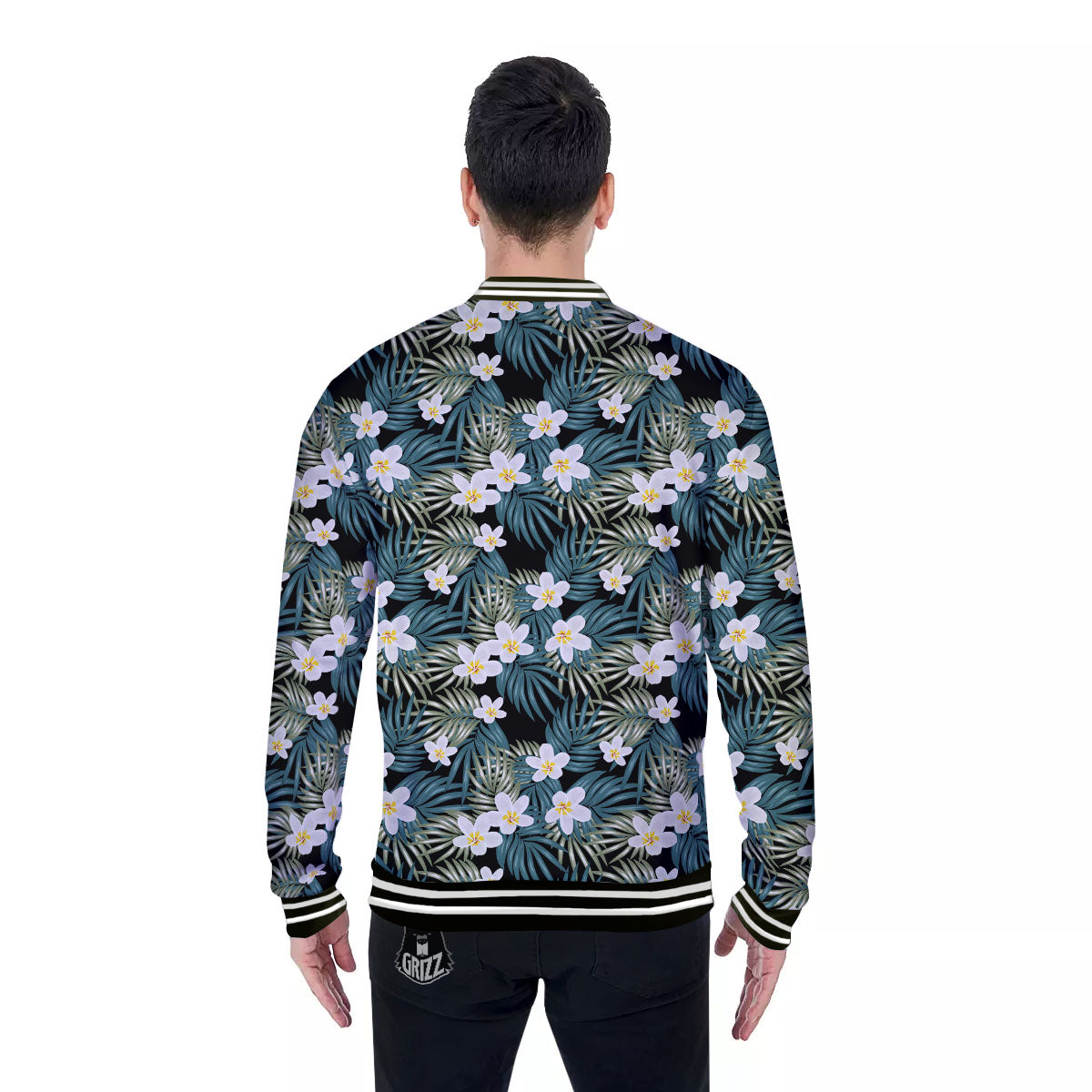 Frangipani Flower Print Pattern Baseball Jacket-grizzshop