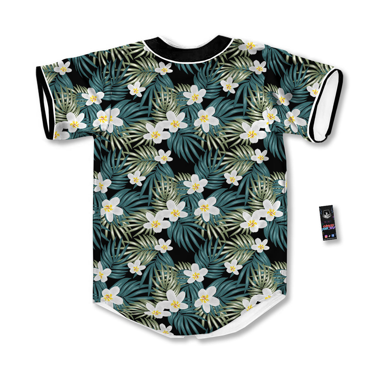 Frangipani Flower Print Pattern Baseball Jersey-grizzshop