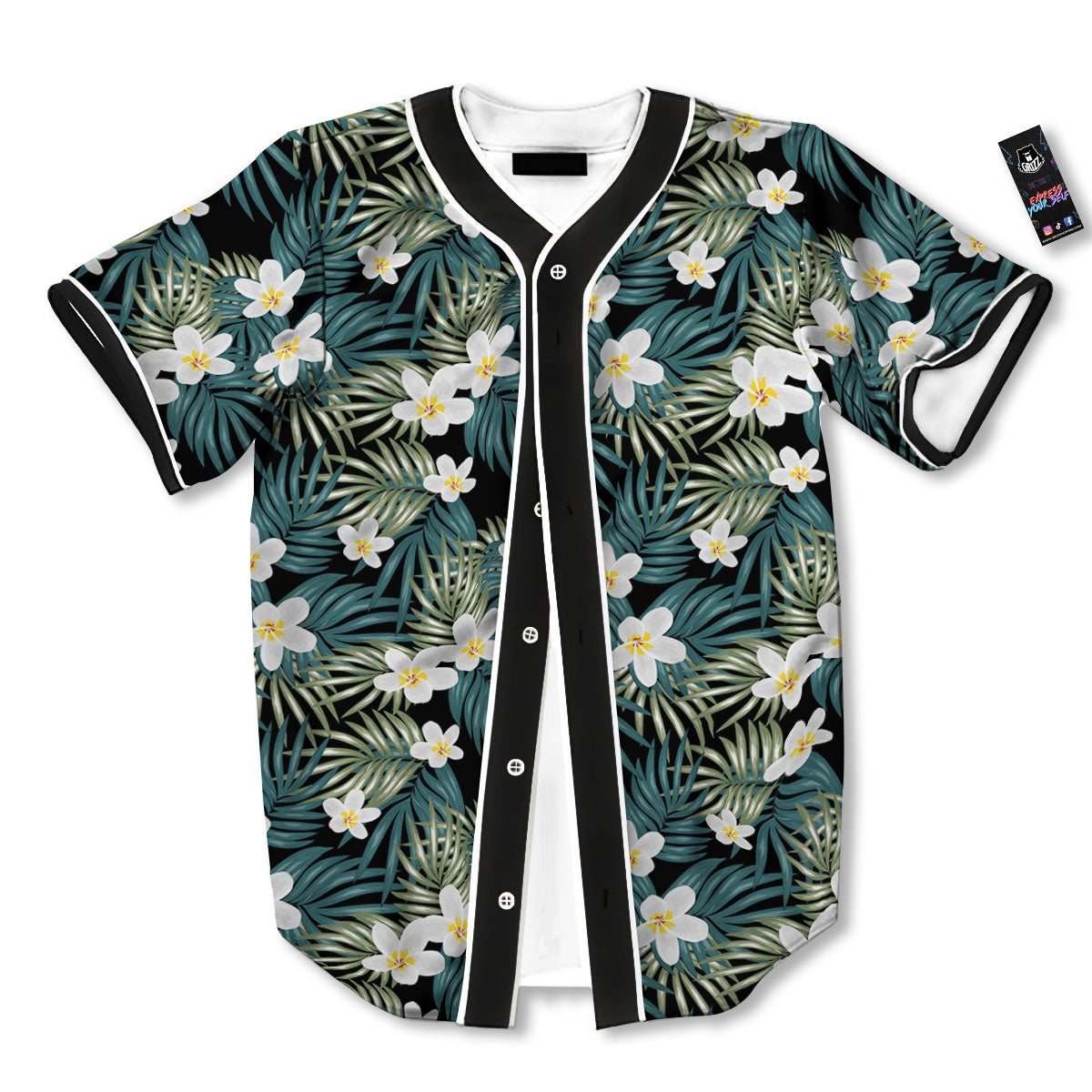 Frangipani Flower Print Pattern Baseball Jersey-grizzshop