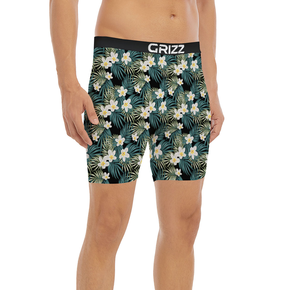 Frangipani Flower Print Pattern Boxer Briefs-grizzshop