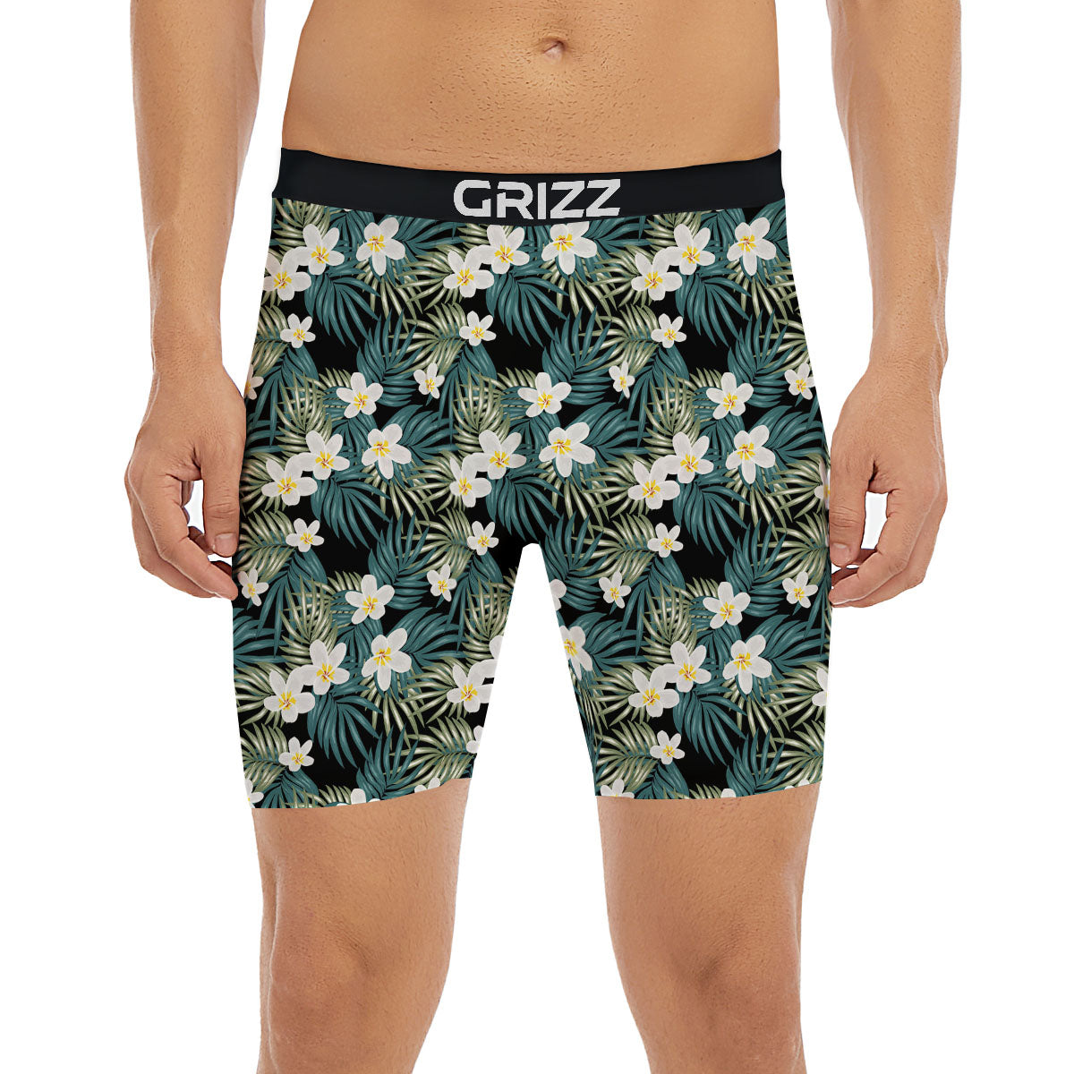 Frangipani Flower Print Pattern Boxer Briefs-grizzshop