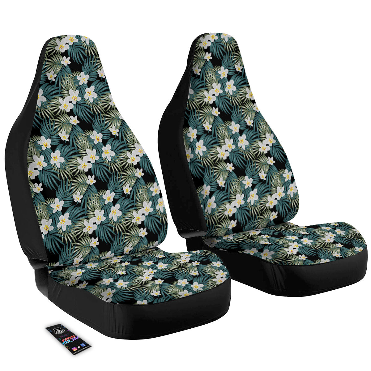 Frangipani Flower Print Pattern Car Seat Covers-grizzshop