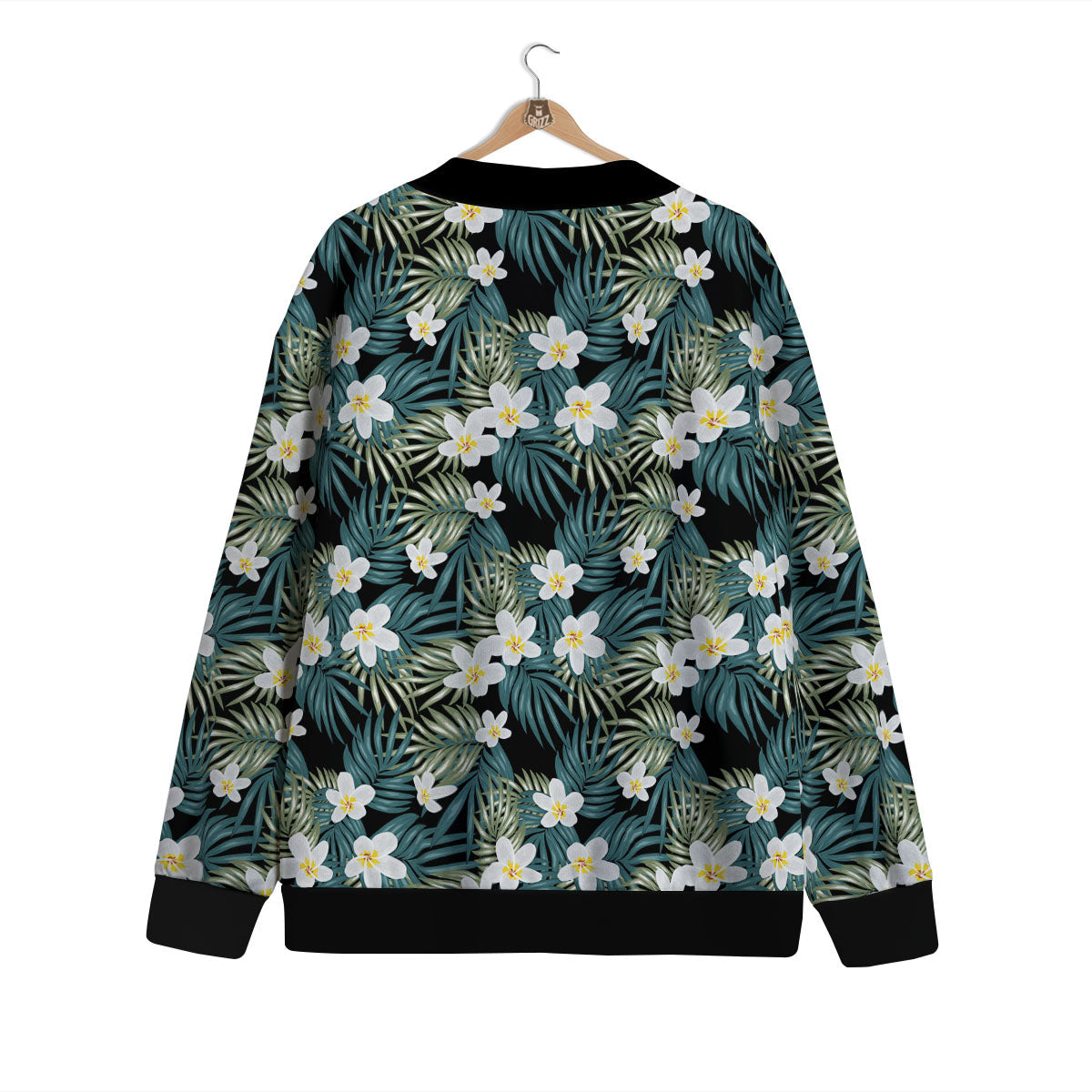 Frangipani Flower Print Pattern Cardigan-grizzshop