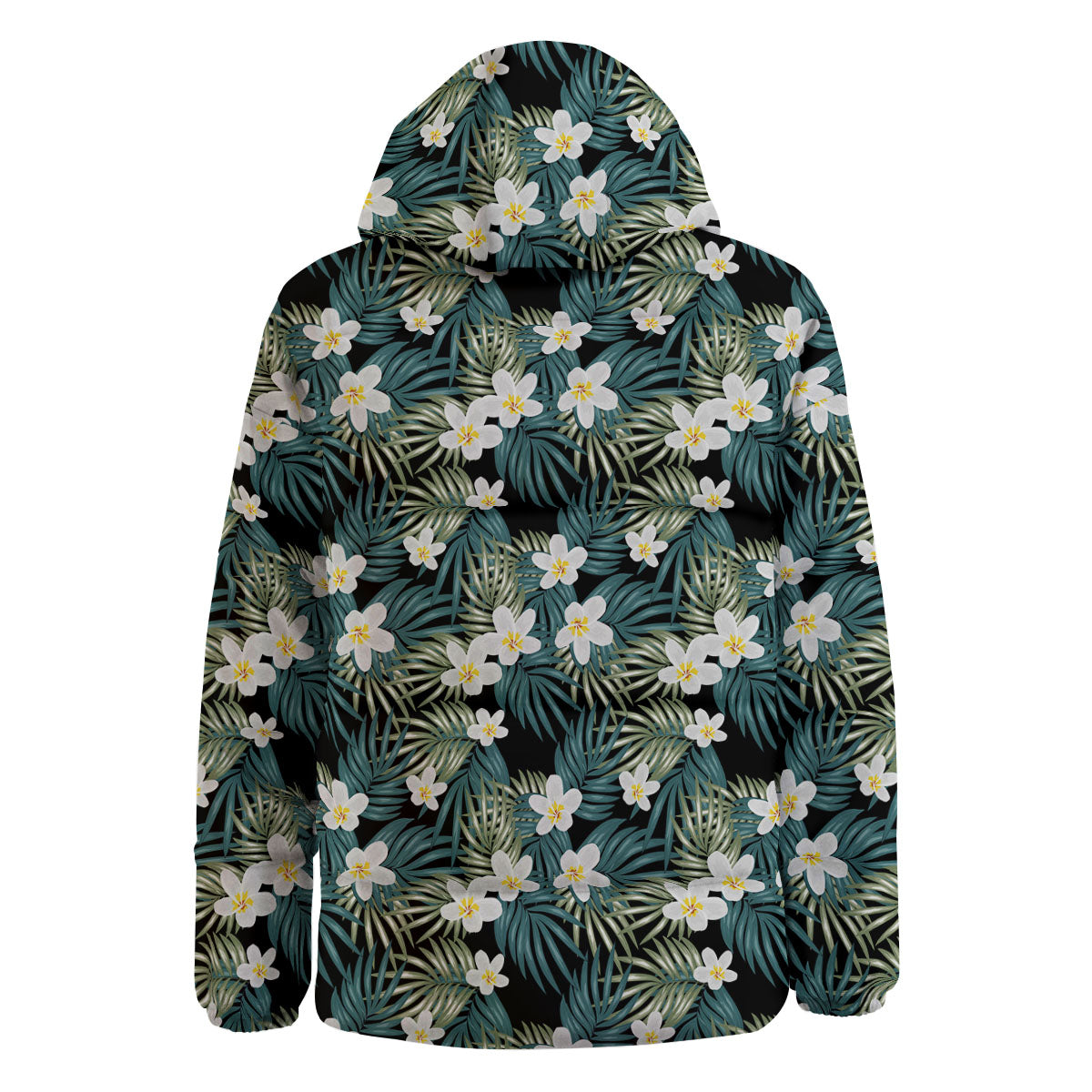 Frangipani Flower Print Pattern Down Jacket-grizzshop