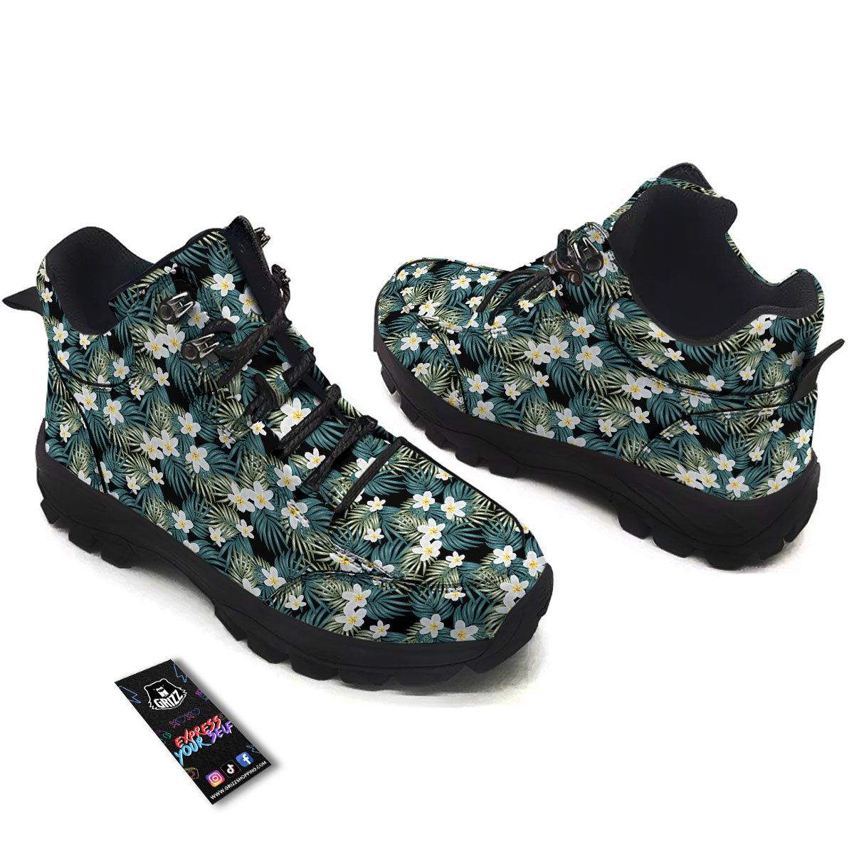 Frangipani Flower Print Pattern Hiking Shoes-grizzshop