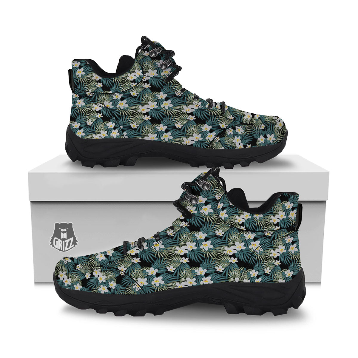 Frangipani Flower Print Pattern Hiking Shoes-grizzshop