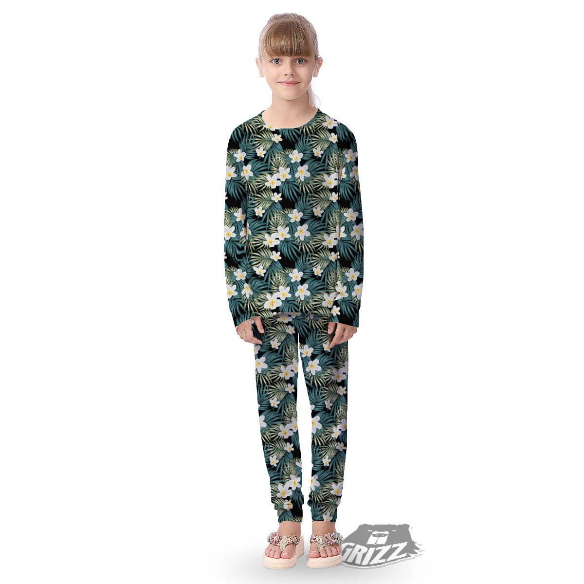 Frangipani Flower Print Pattern Kid's Pajamas-grizzshop