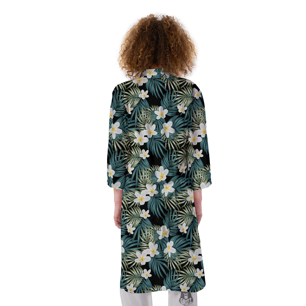 Frangipani Flower Print Pattern Kimono-grizzshop