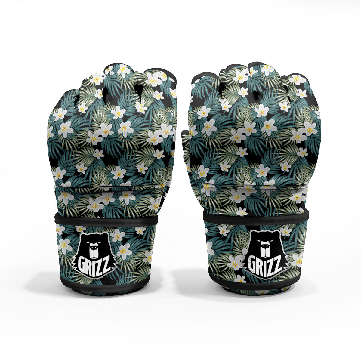 Frangipani Flower Print Pattern MMA Gloves-grizzshop