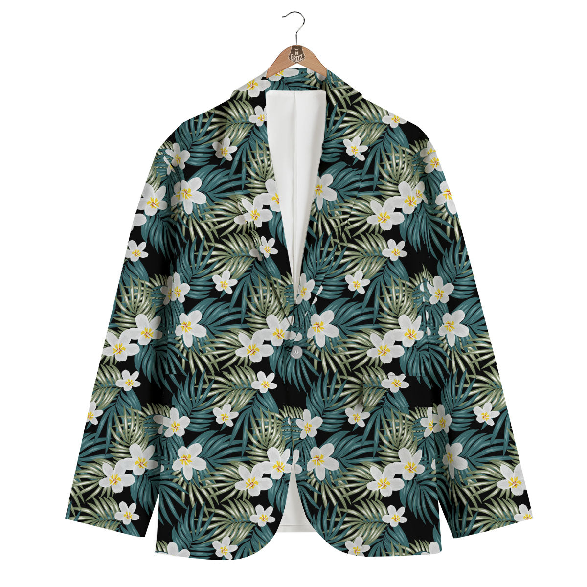 Frangipani Flower Print Pattern Men's Blazer-grizzshop