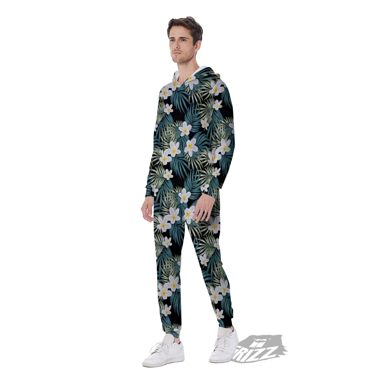 Frangipani Flower Print Pattern Men's Jumpsuit-grizzshop