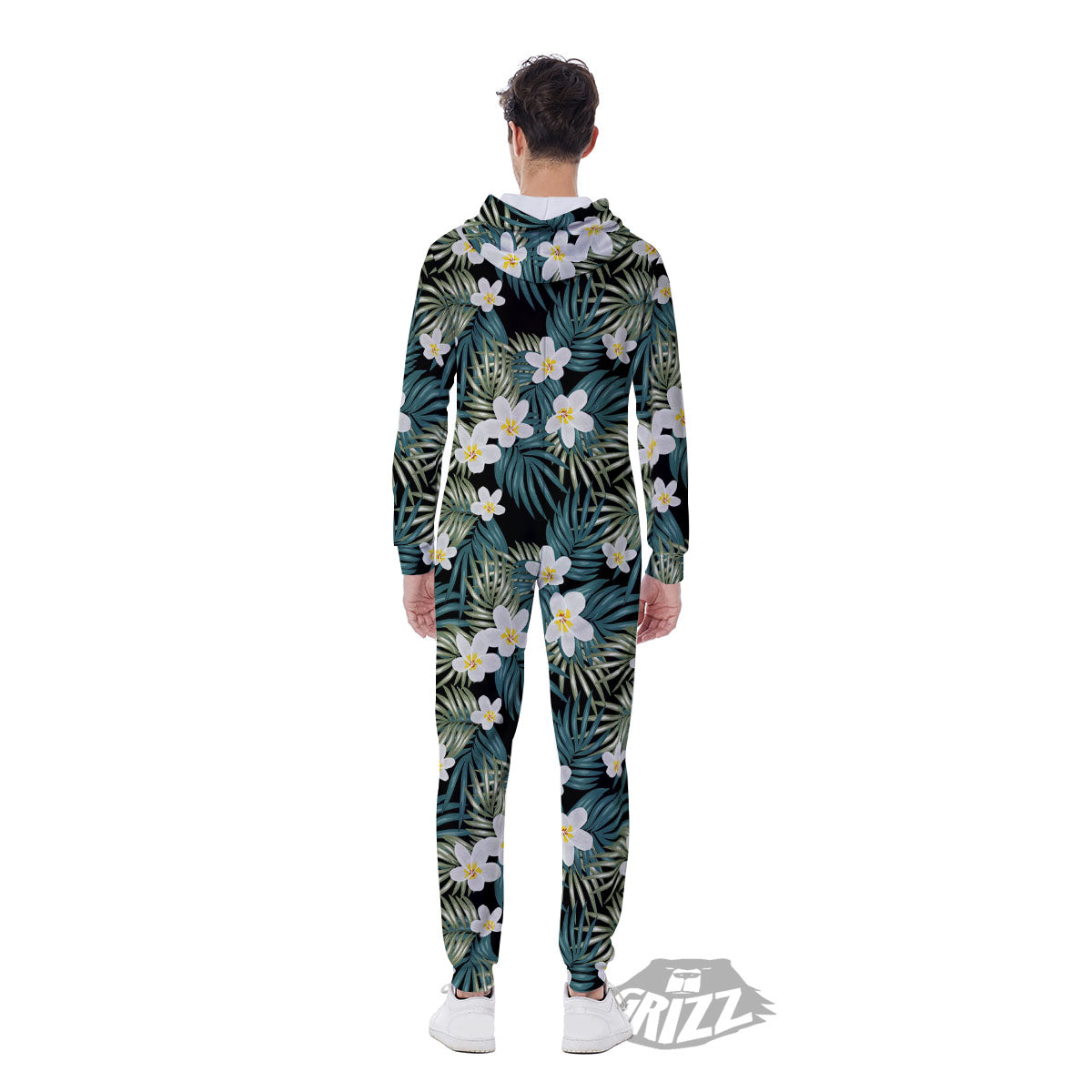 Frangipani Flower Print Pattern Men's Jumpsuit-grizzshop