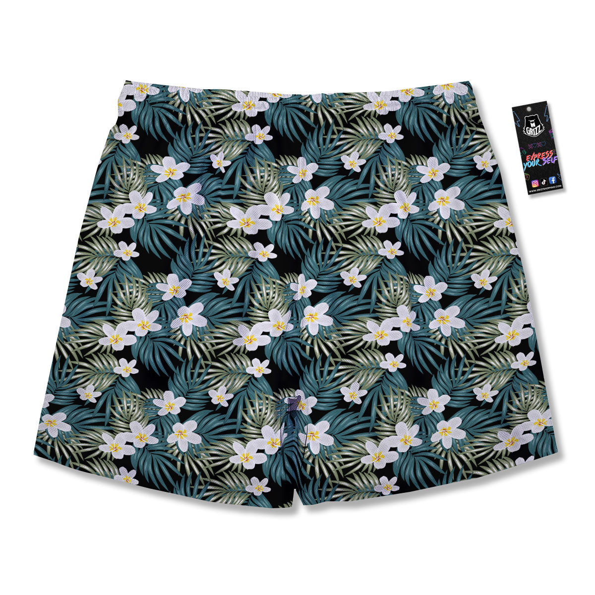 Frangipani Flower Print Pattern Men's Running Shorts-grizzshop