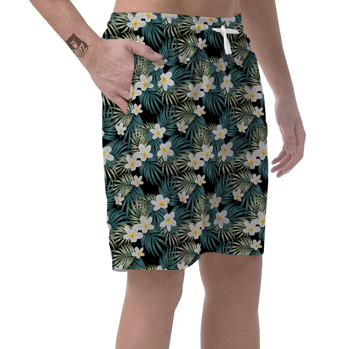 Frangipani Flower Print Pattern Men's Shorts-grizzshop