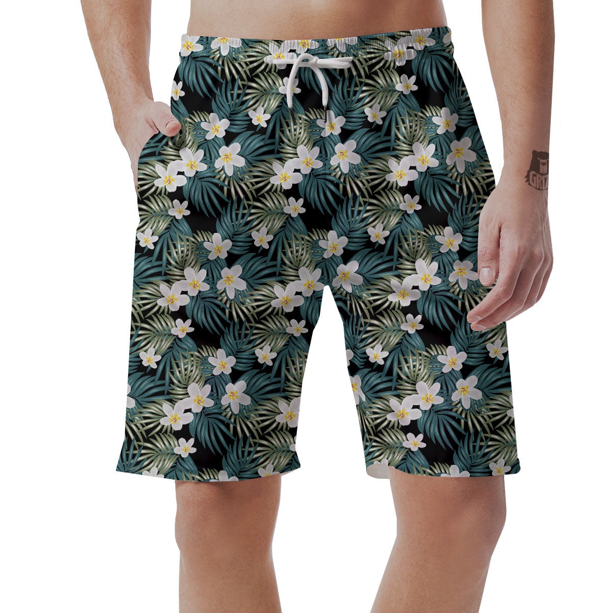 Frangipani Flower Print Pattern Men's Shorts-grizzshop