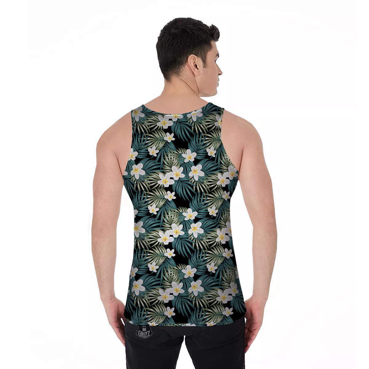 Frangipani Flower Print Pattern Men's Tank Top-grizzshop