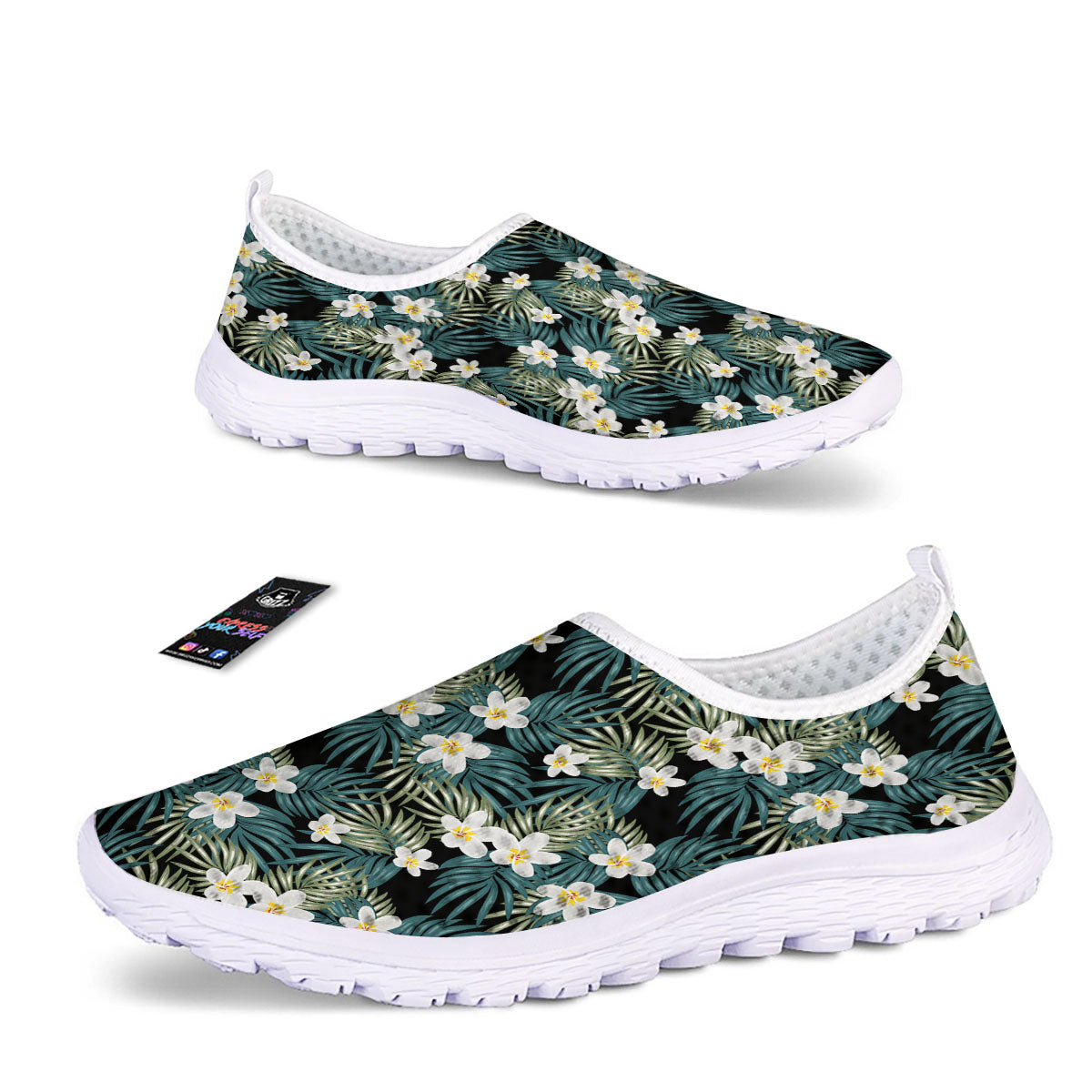 Frangipani Flower Print Pattern Nurse Shoes-grizzshop