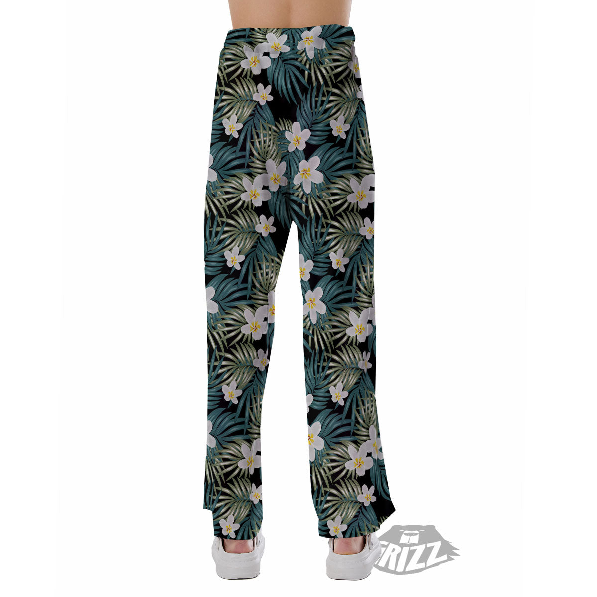 Frangipani Flower Print Pattern Pajama Pants-grizzshop