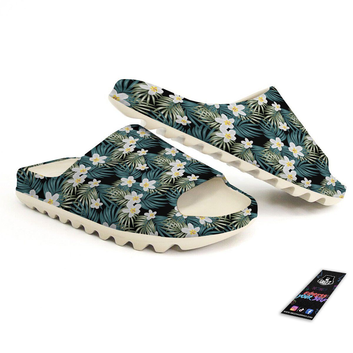 Frangipani Flower Print Pattern Sandals-grizzshop