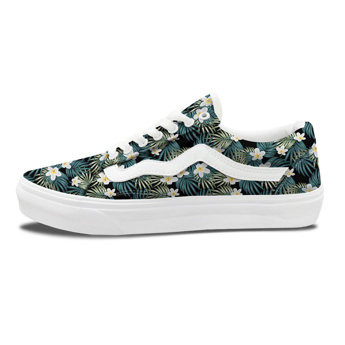 Frangipani Flower Print Pattern Skate Shoes-grizzshop