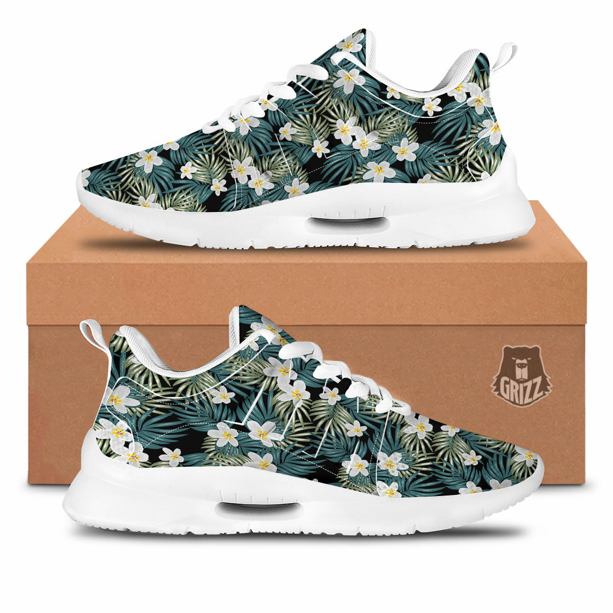 Frangipani Flower Print Pattern Tennis Shoes-grizzshop