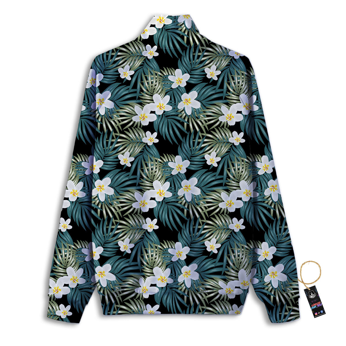 Frangipani Flower Print Pattern Track Jacket-grizzshop