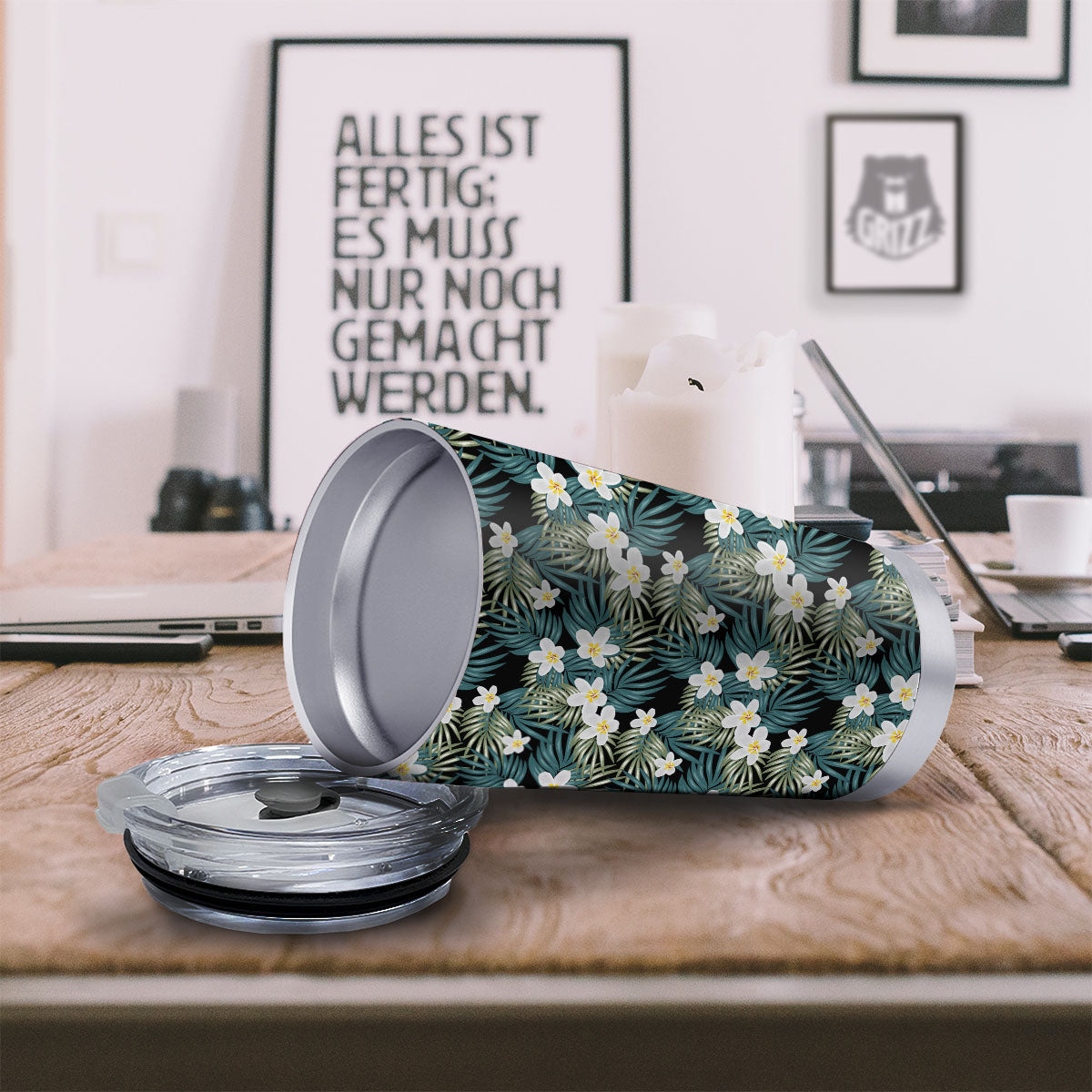 Frangipani Flower Print Pattern Tumbler-grizzshop
