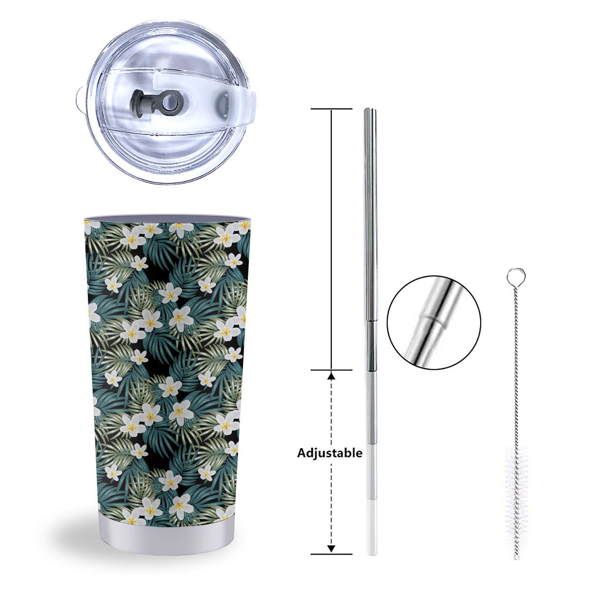 Frangipani Flower Print Pattern Tumbler-grizzshop