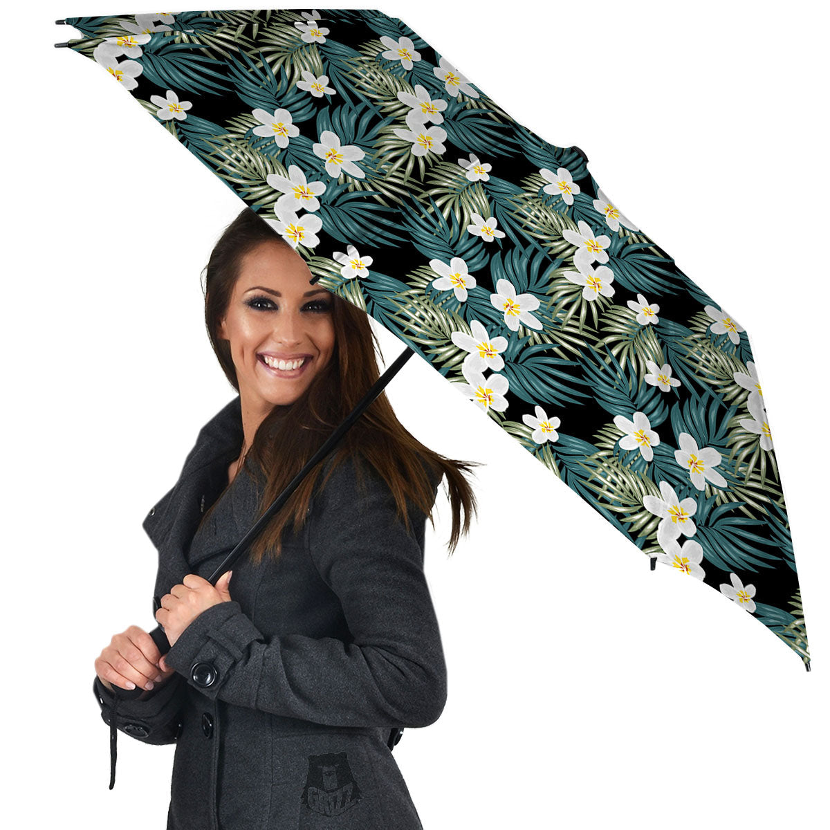 Frangipani Flower Print Pattern Umbrella-grizzshop