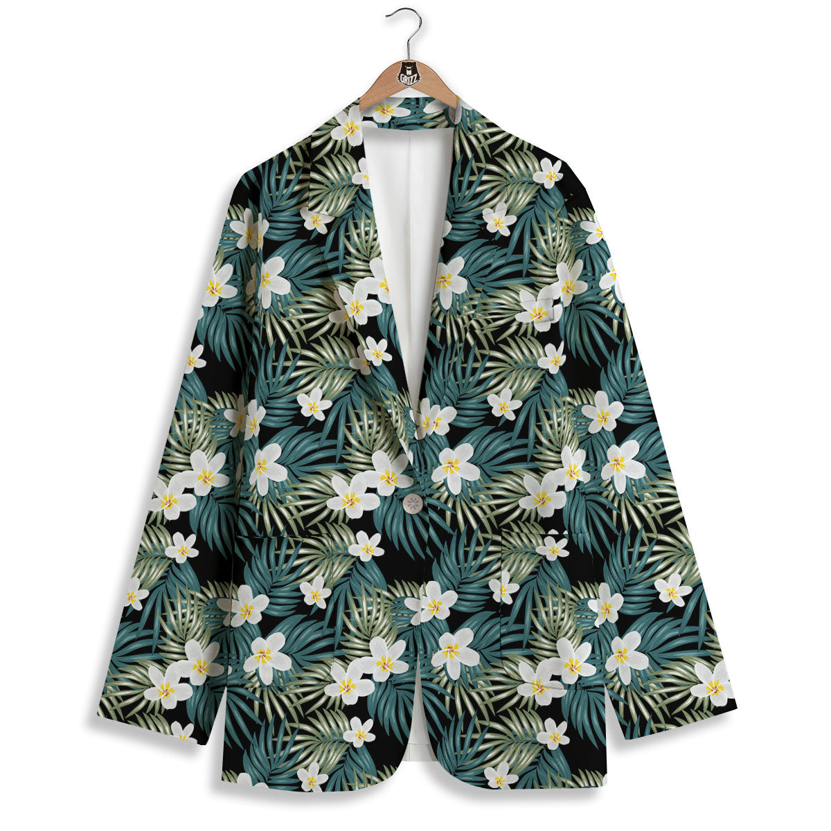Frangipani Flower Print Pattern Women's Blazer-grizzshop