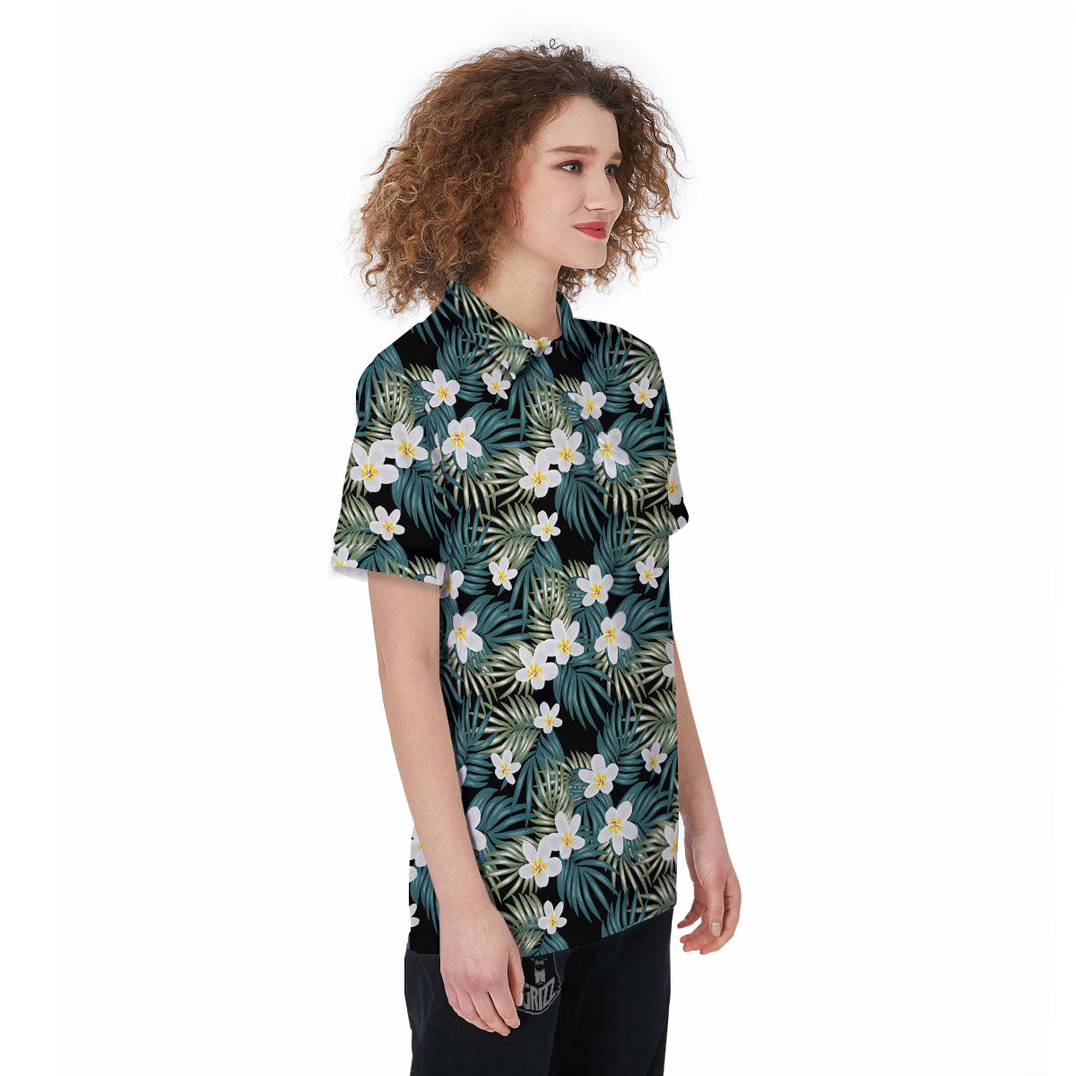Frangipani Flower Print Pattern Women's Golf Shirts-grizzshop