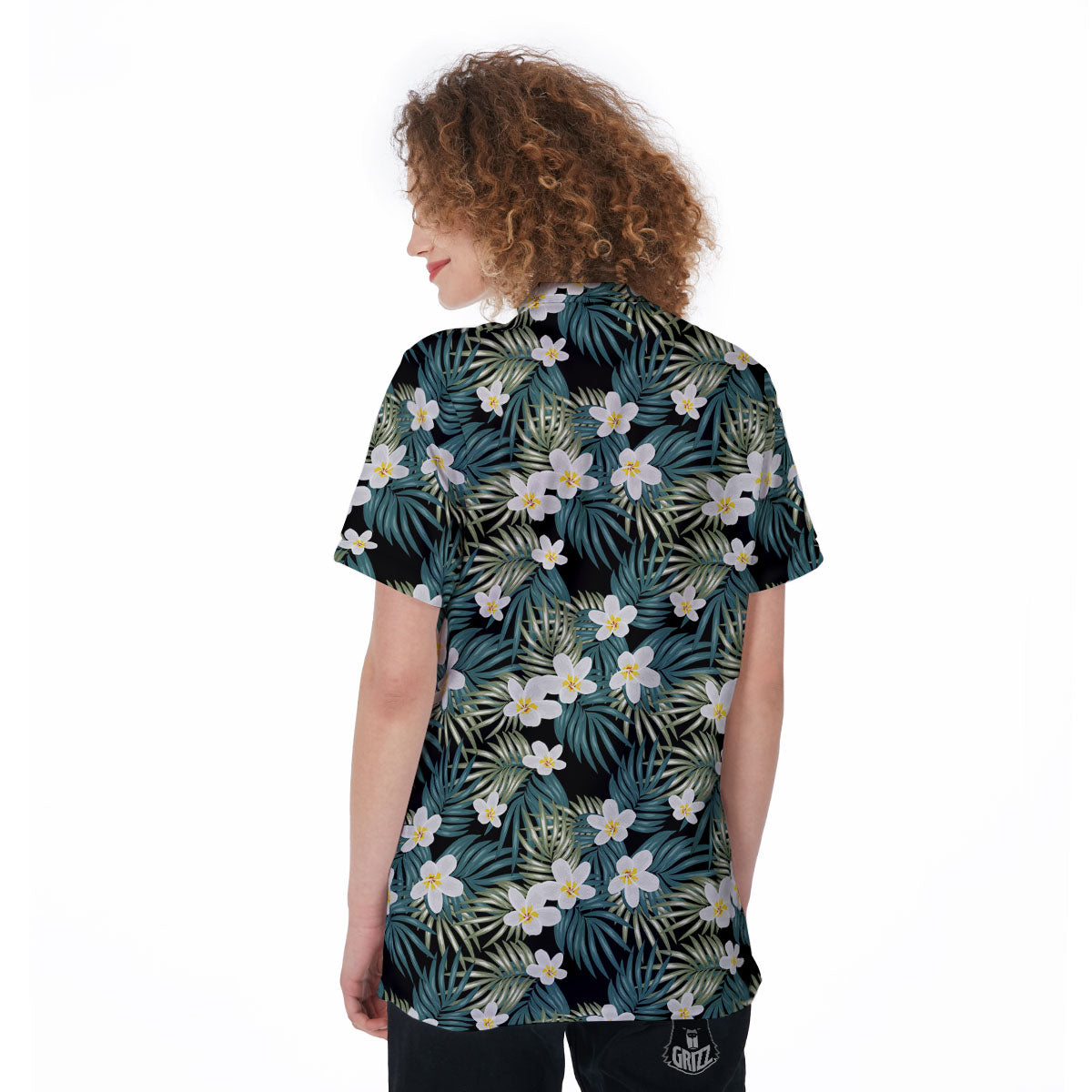 Frangipani Flower Print Pattern Women's Golf Shirts-grizzshop
