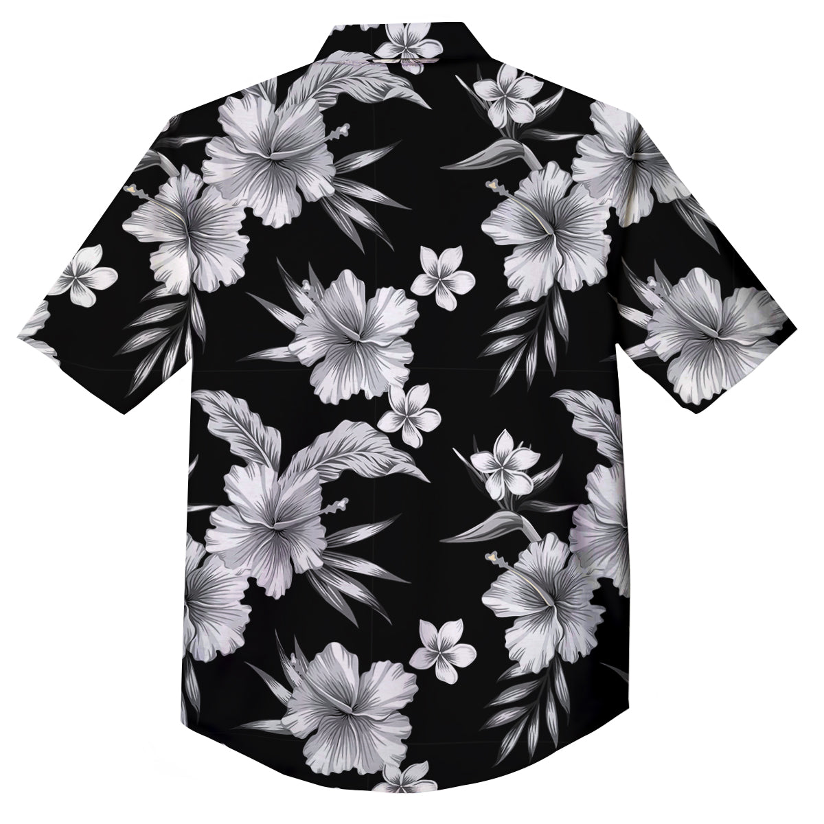 Frangipani White And Black Print Pattern Button Up Shirt-grizzshop