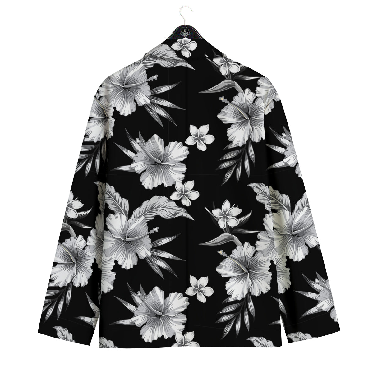 Frangipani White And Black Print Pattern Men's Sport Coat-grizzshop