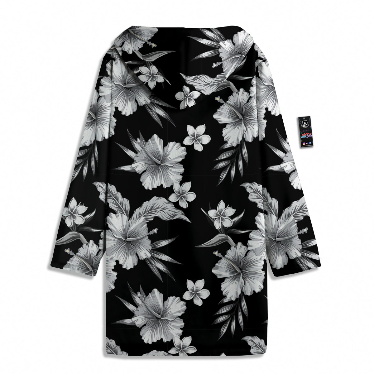 Frangipani White And Black Print Pattern Men's Windbreaker Jacket-grizzshop