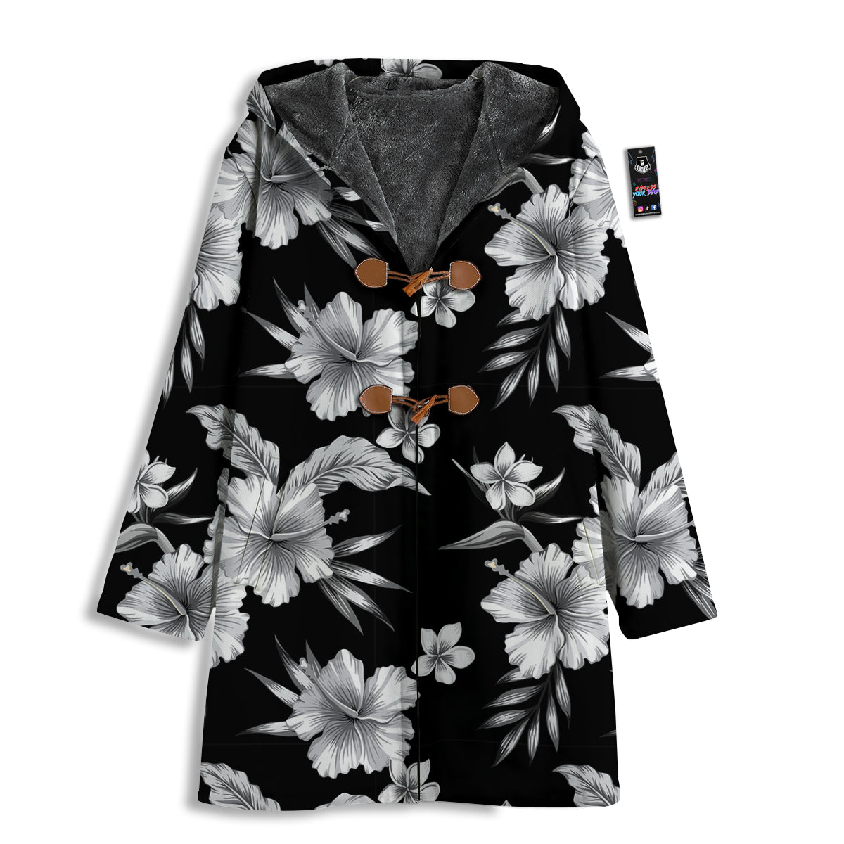 Frangipani White And Black Print Pattern Men's Windbreaker Jacket-grizzshop