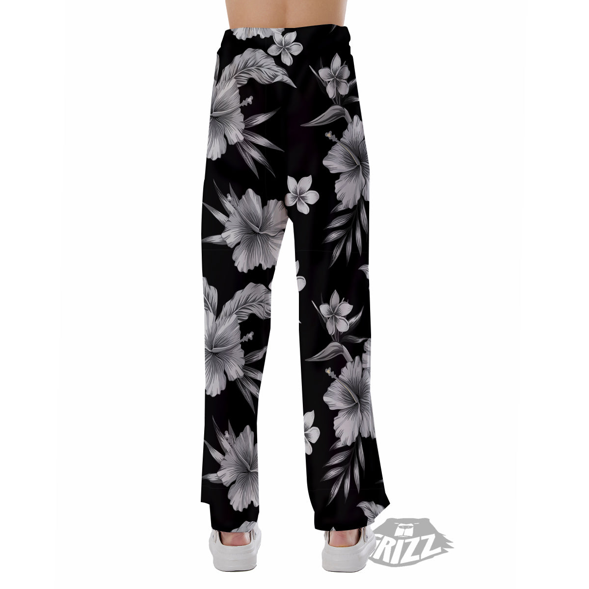 Frangipani White And Black Print Pattern Pajama Pants-grizzshop