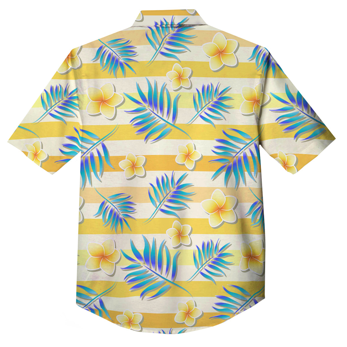 Frangipani Yellow Print Pattern Button Up Shirt-grizzshop