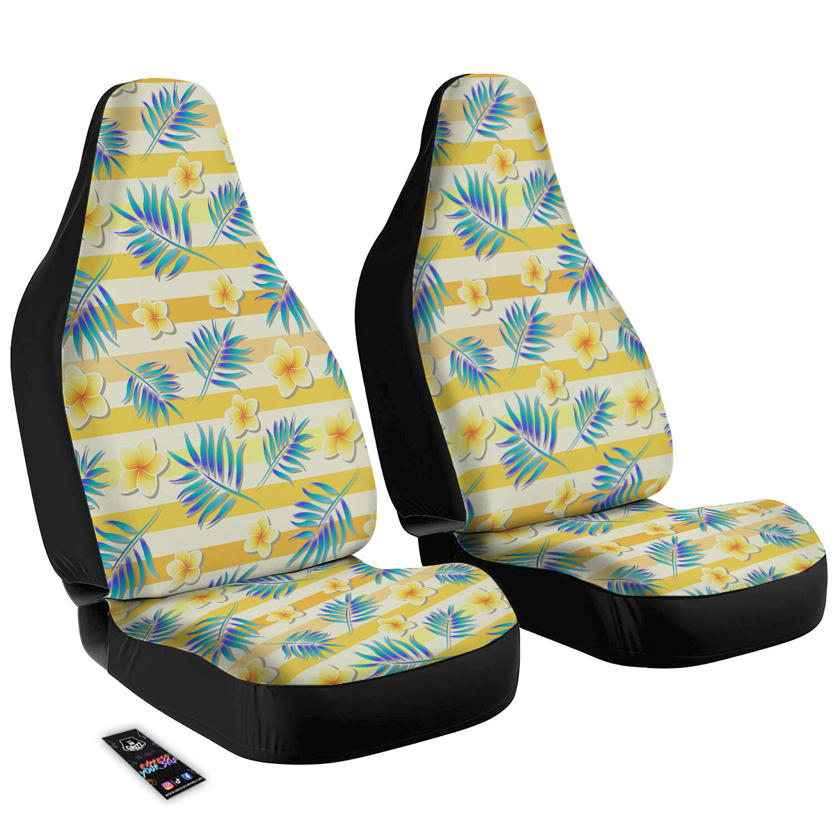 Frangipani Yellow Print Pattern Car Seat Covers-grizzshop